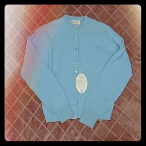 NWT Vintage 60s Wool Blend Soft Blue Cardigan